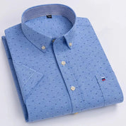 Men's Shirt Short Sleeve Striped Tailored Fit Casual Button-Up for Spring and Summer 5