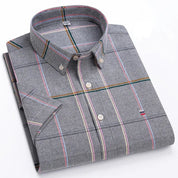 Men's Shirt Short Sleeve Striped Tailored Fit Casual Button-Up for Spring and Summer 6