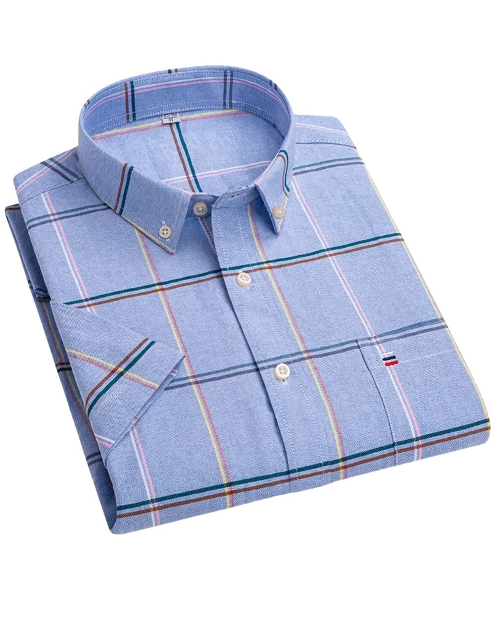 Men's Shirt Short Sleeve Striped Tailored Fit Casual Button-Up for Spring and Summer 7
