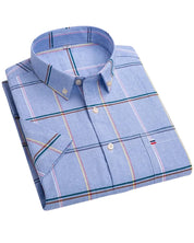 Men's Shirt Short Sleeve Striped Tailored Fit Casual Button-Up for Spring and Summer 7