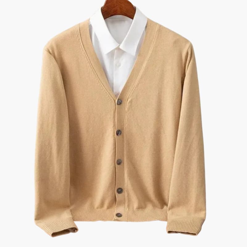 Men's V-Neck Cardigan Sweater with Button Closure for Casual Layering and Stylish Comfort 0