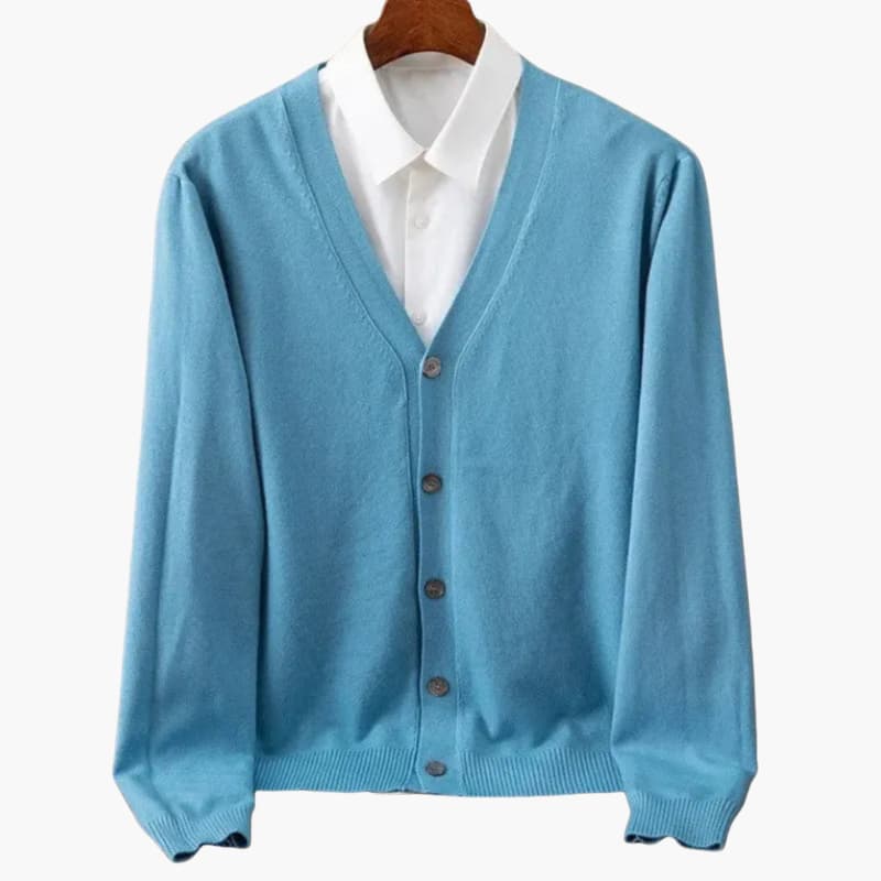 Men's V-Neck Cardigan Sweater with Button Closure for Casual Layering and Stylish Comfort 2
