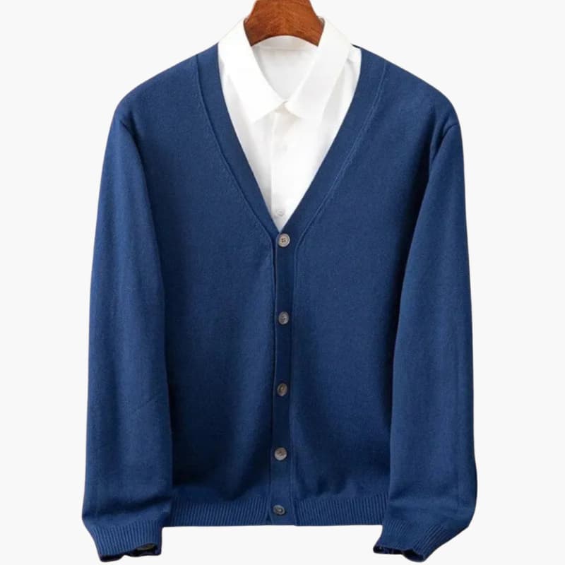 Men's V-Neck Cardigan Sweater with Button Closure for Casual Layering and Stylish Comfort 3