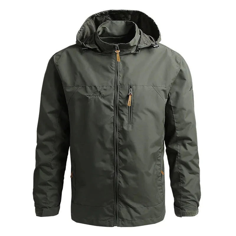 Men's Waterproof Rain Jacket with Adjustable Hood and Zip Pocket for Outdoor Activities 1
