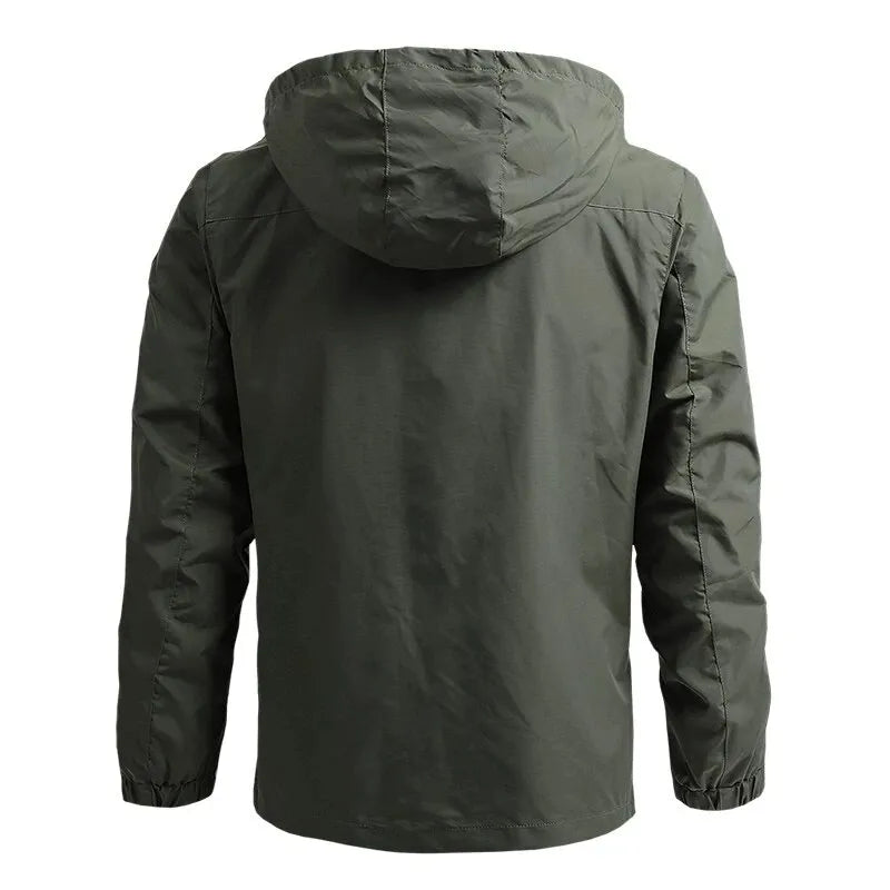 Men's Waterproof Rain Jacket with Adjustable Hood and Zip Pocket for Outdoor Activities 3