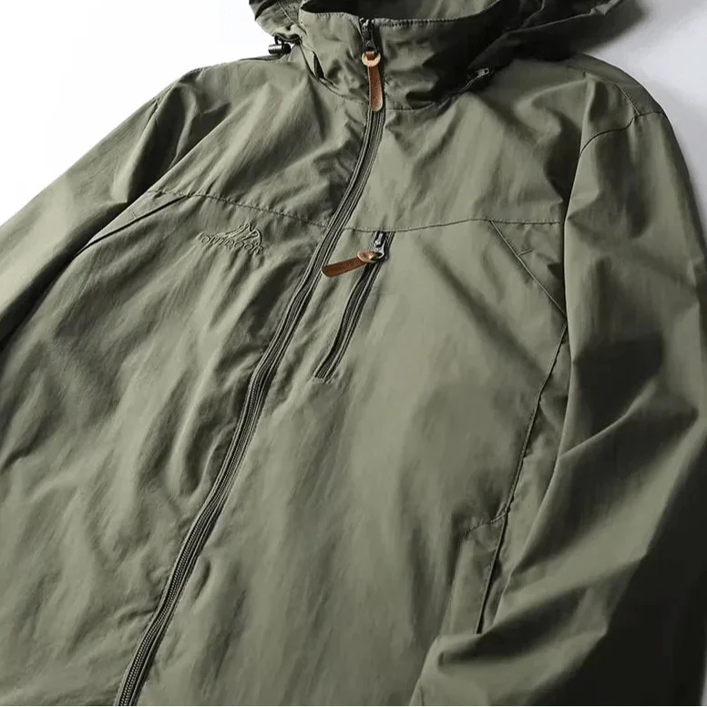 Men's Waterproof Rain Jacket with Adjustable Hood and Zip Pocket for Outdoor Activities 4
