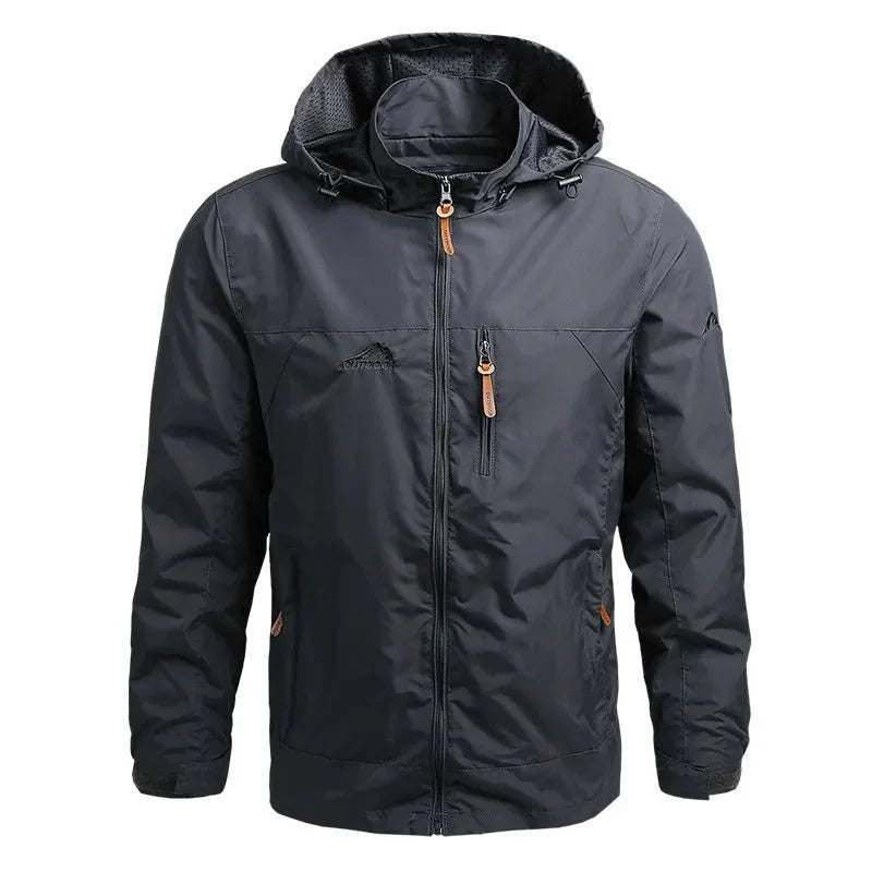 Men's Waterproof Rain Jacket with Adjustable Hood and Zip Pocket for Outdoor Activities 5