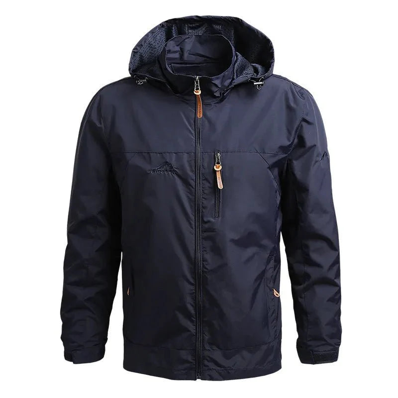 Men's Waterproof Rain Jacket with Adjustable Hood and Zip Pocket for Outdoor Activities 6
