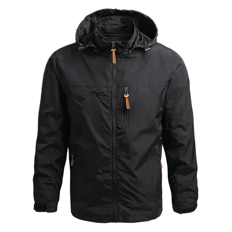 Men's Waterproof Rain Jacket with Adjustable Hood and Zip Pocket for Outdoor Activities 7