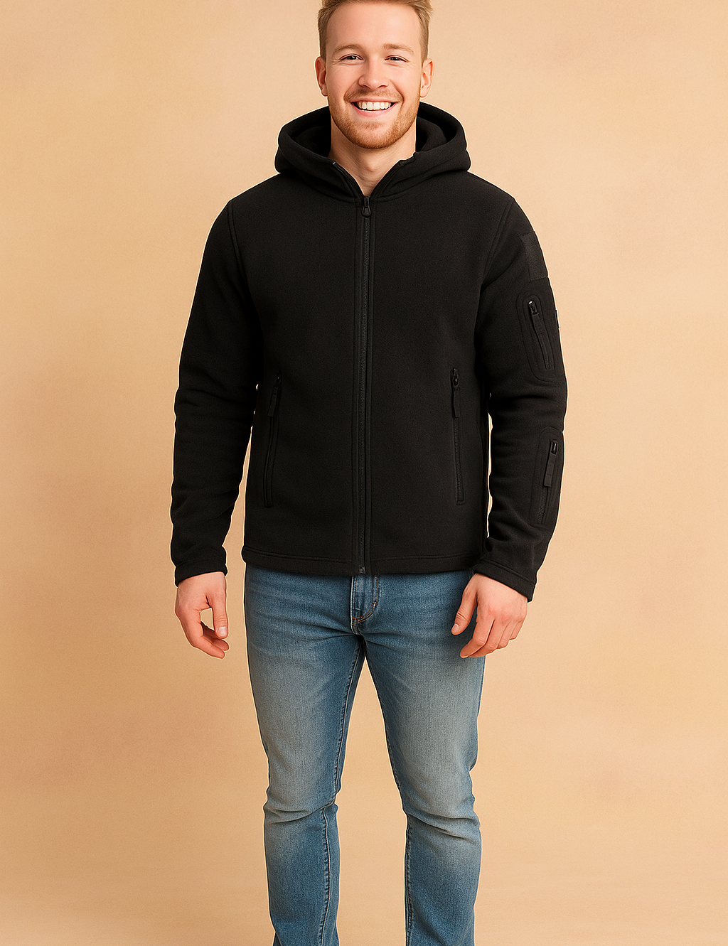 Men's Windproof Hooded Zip-Up Jacket | Multiple Pockets 0