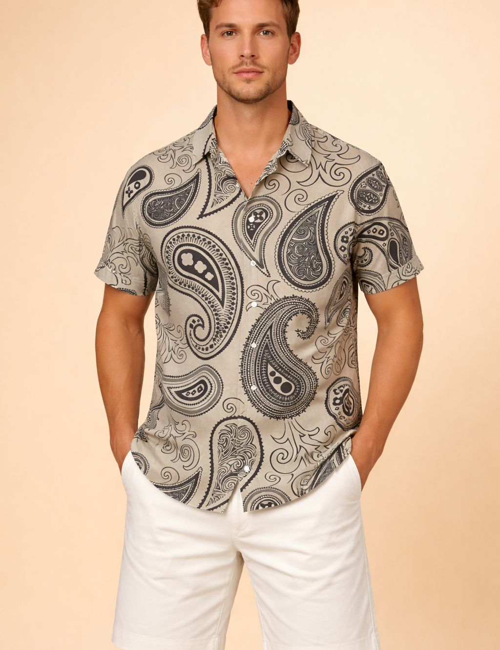 Michał | Short Sleeve Shirt with a Bold Pattern 0
