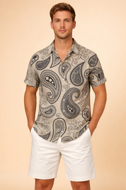 Michał | Short Sleeve Shirt with a Bold Pattern 0