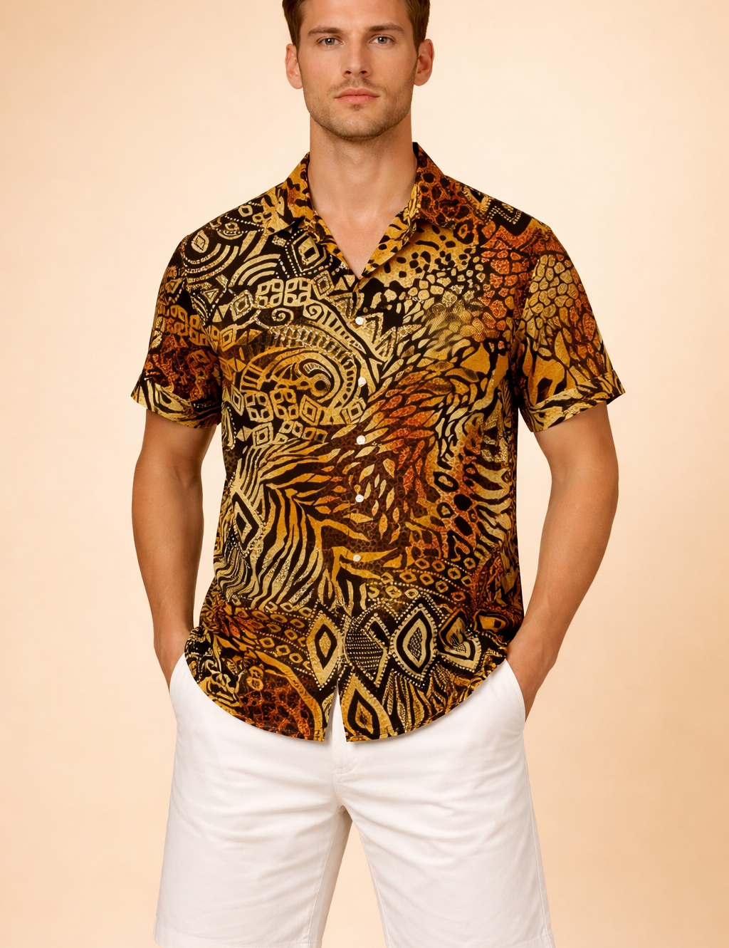 Michał | Short Sleeve Shirt with a Bold Pattern 4