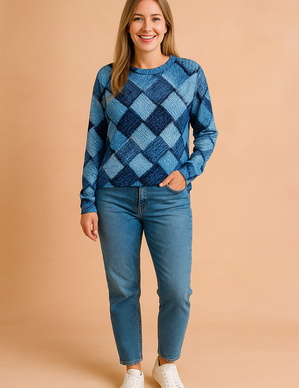 Monika | Sweater with a colorful woven pattern 0