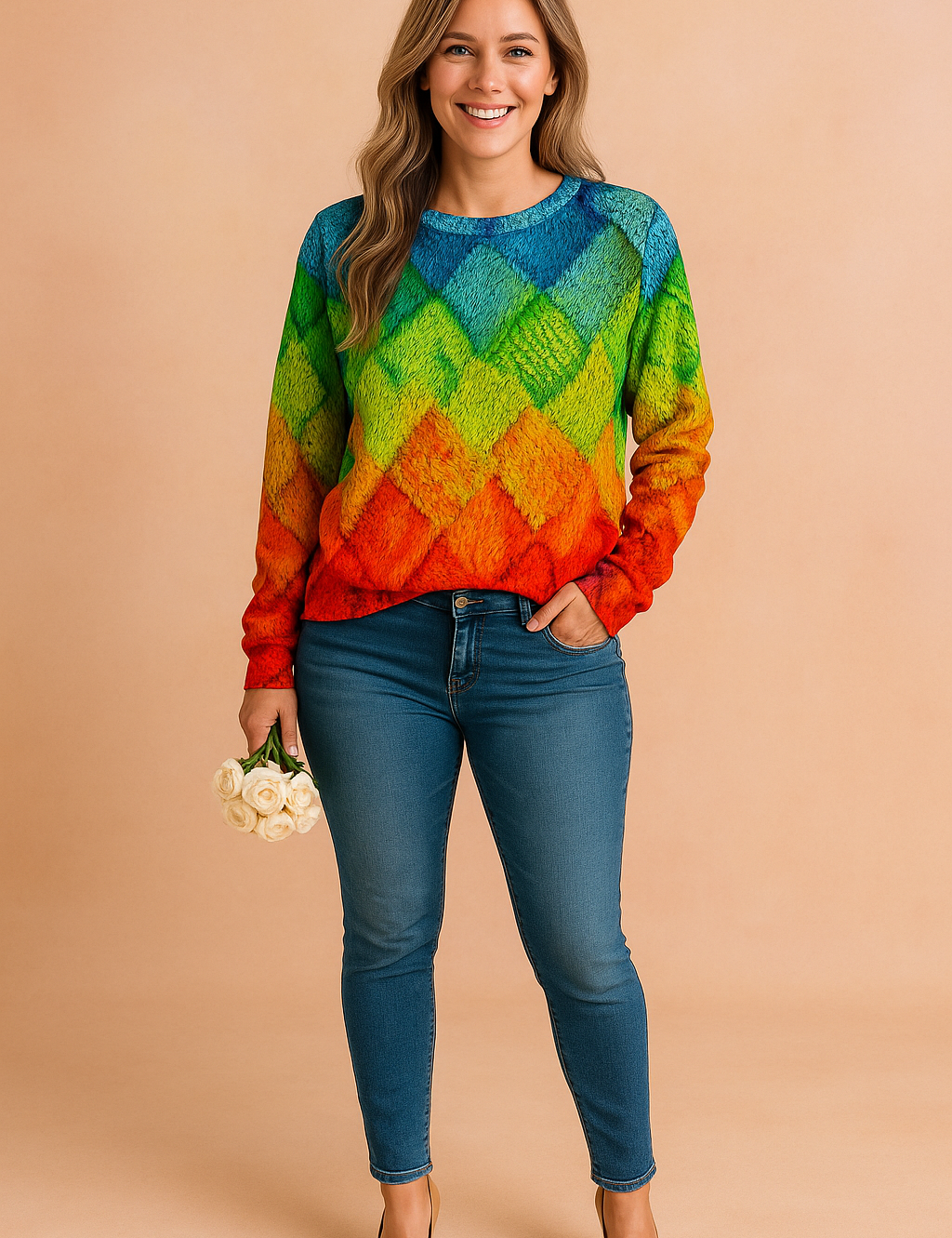Monika | Sweater with a colorful woven pattern 1