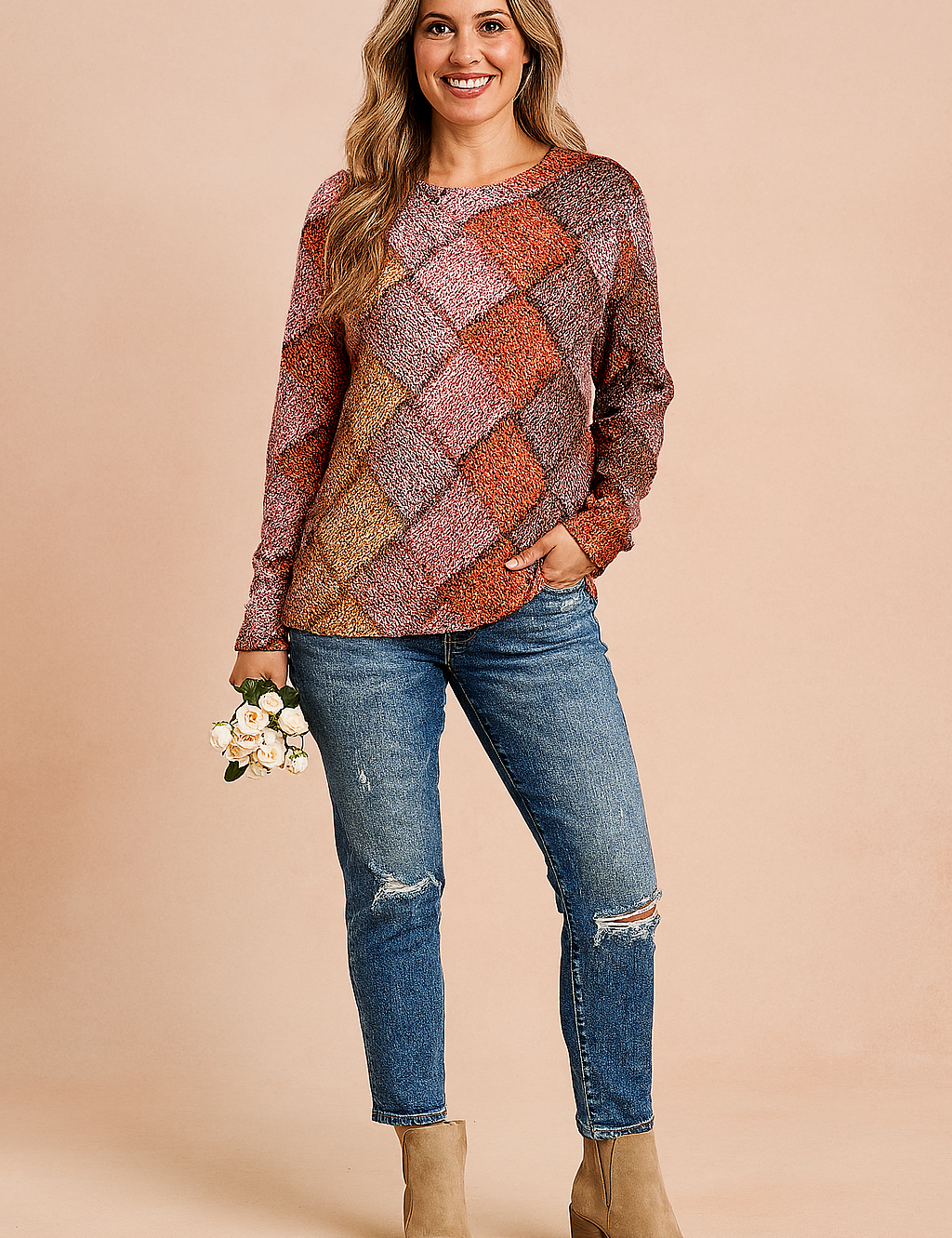 Monika | Sweater with a colorful woven pattern 2