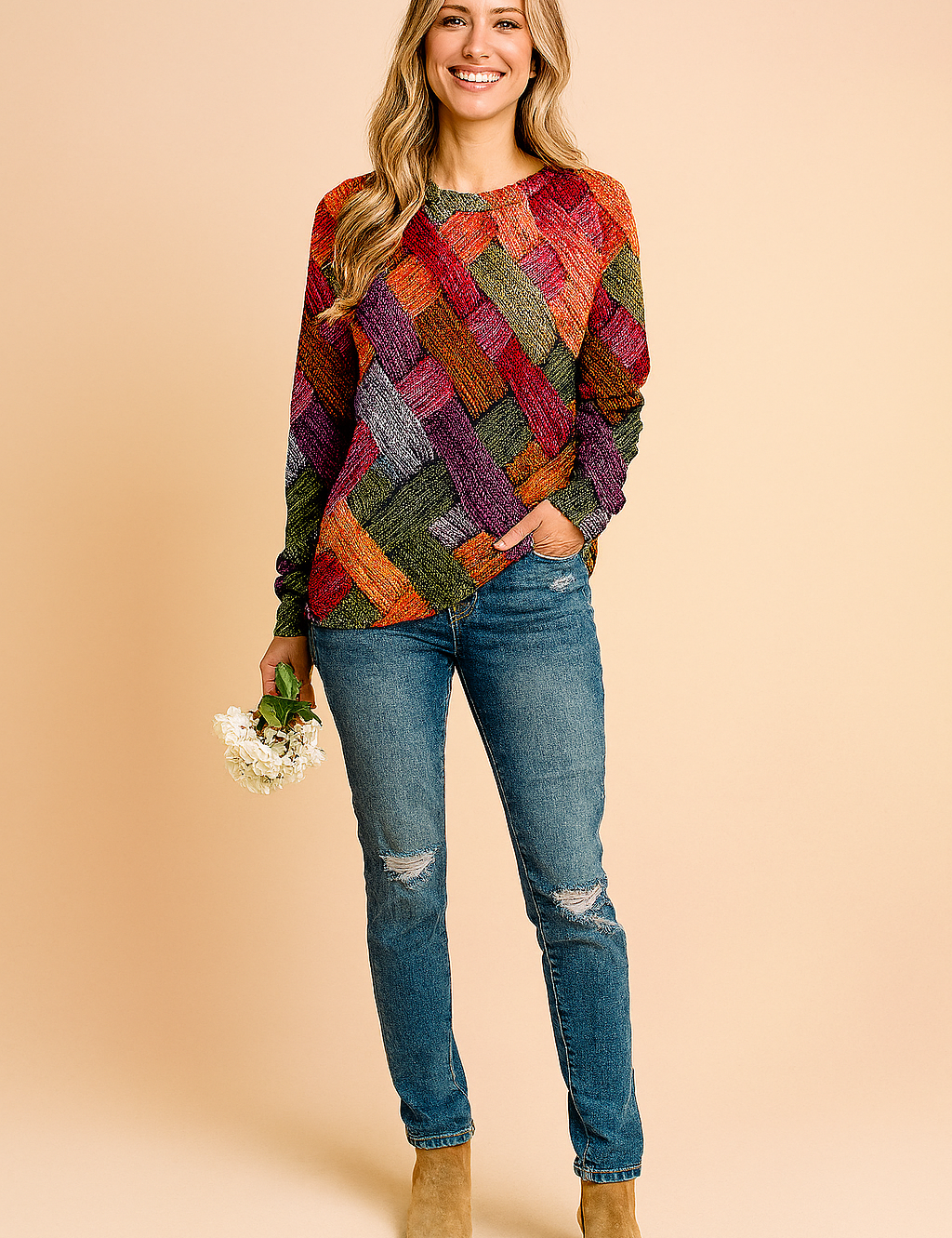Monika | Sweater with a colorful woven pattern 3