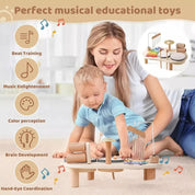Montessori Musical Toys Drum Kit for Toddlers with Xylophone, Interactive Play Set for Rhythm and Motor Skill Development 2