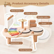 Montessori Musical Toys Drum Kit for Toddlers with Xylophone, Interactive Play Set for Rhythm and Motor Skill Development 3