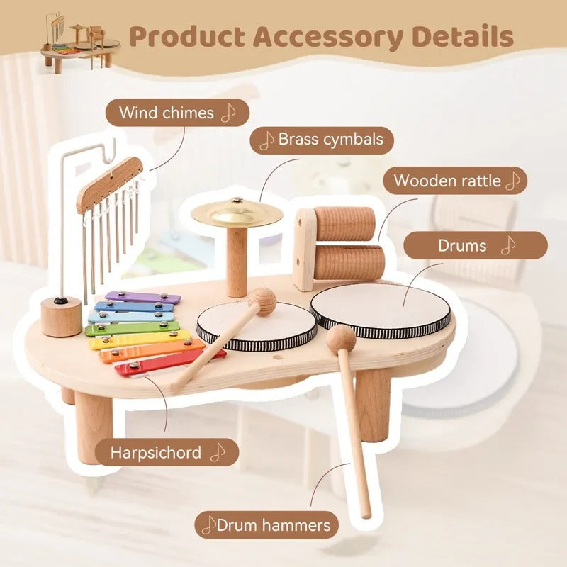 Montessori Musical Toys Drum Kit for Toddlers with Xylophone, Interactive Play Set for Rhythm and Motor Skill Development 3