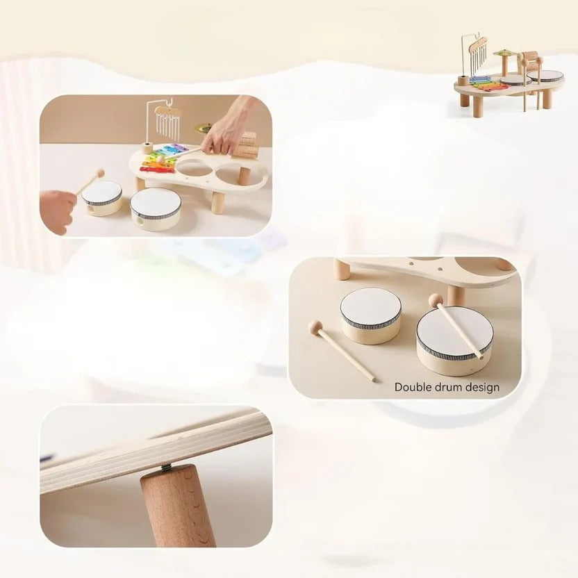 Montessori Musical Toys Drum Kit for Toddlers with Xylophone, Interactive Play Set for Rhythm and Motor Skill Development 5