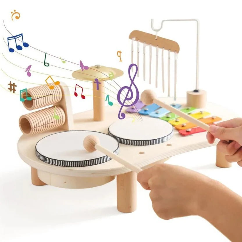 Montessori Musical Toys Drum Kit for Toddlers with Xylophone, Interactive Play Set for Rhythm and Motor Skill Development 7