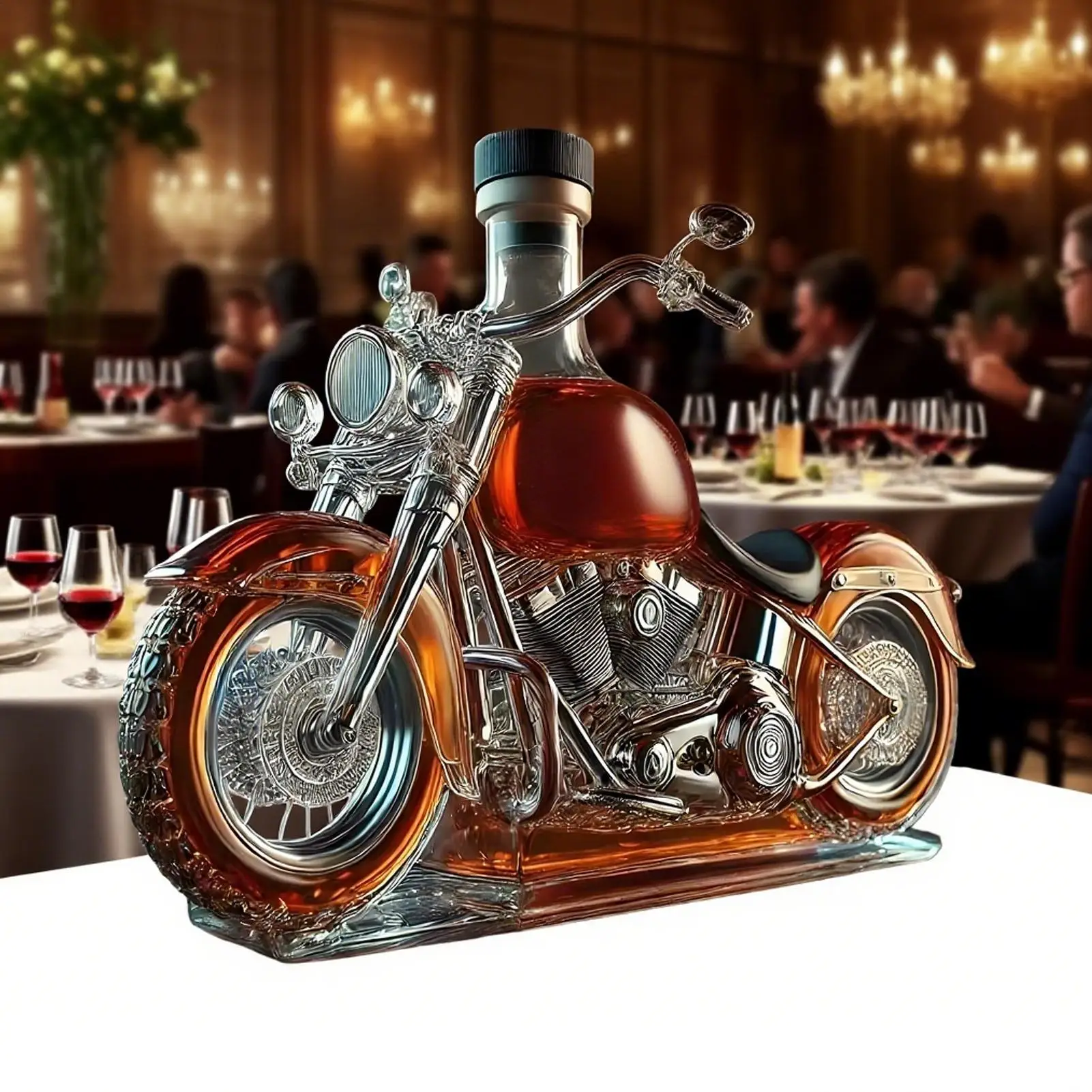 Motorcycle-Shaped Whiskey Decanter – Unique Glass Bar Accessory for Spirits and Enthusiasts 1
