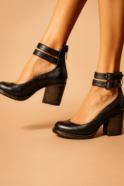 Natalia | Elegant block heel pumps with straps 0