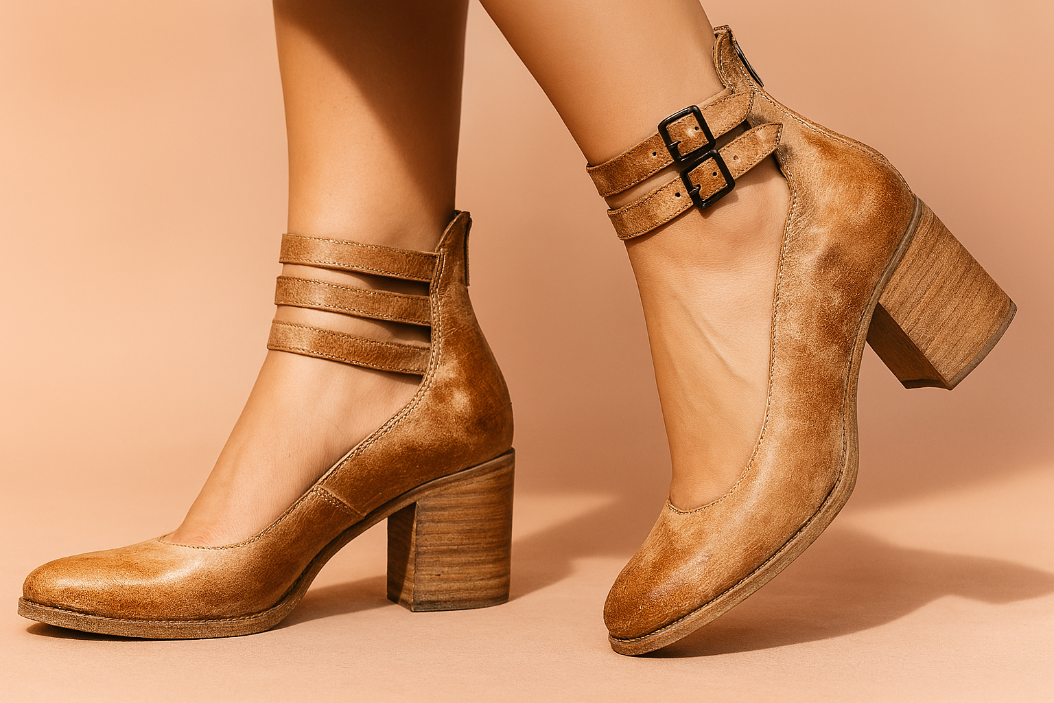 Natalia | Elegant block heel pumps with straps 1