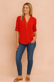 Nessa | Zippered blouse with 3/4 sleeves 3