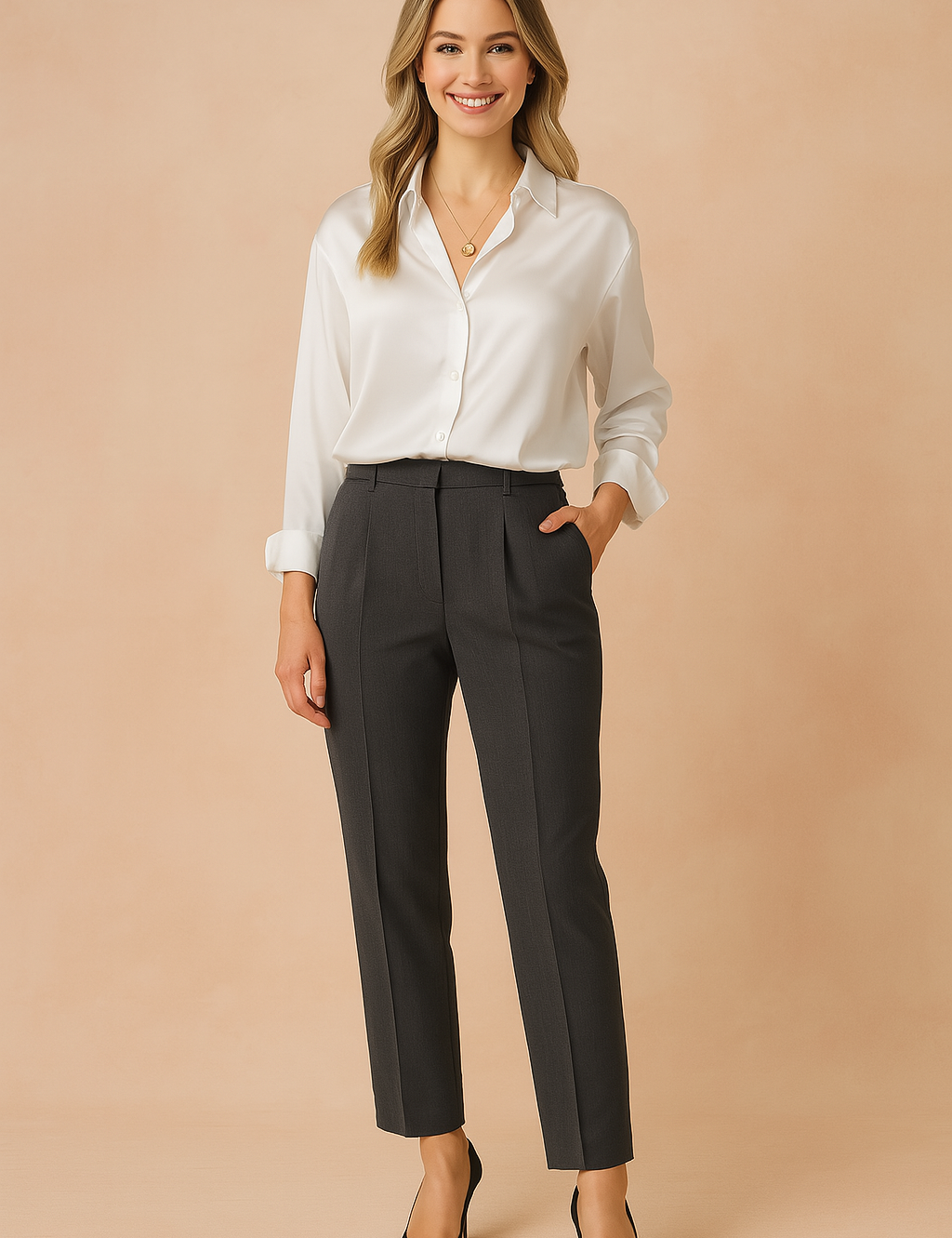 Noa | Classic shirt blouse with a slight sheen 1