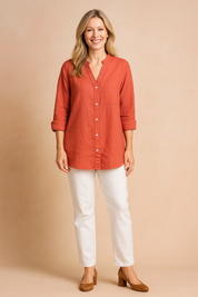 Nola | Classic blouse with a pocket and a stand-up collar 0