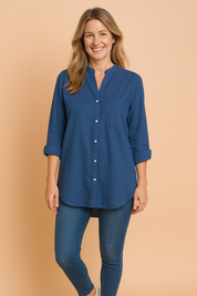 Nola | Classic blouse with a pocket and a stand-up collar 3