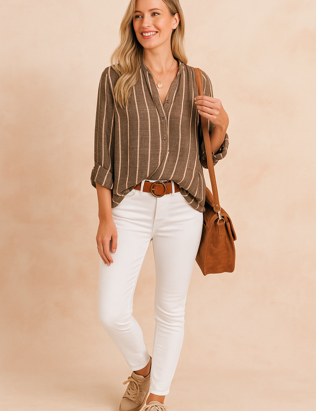 Nori | Striped blouse with collar and buttons 1