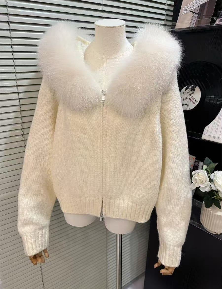 Women's Slim Fit Cardigan with Hood Medium Weight Regenerated Cellulose Fiber