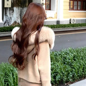 Women's Slim Fit Cardigan with Hood Medium Weight Regenerated Cellulose Fiber