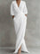 Olivia | Women's Wrap Maxi V Neck Dress Ruched 3/4 Sleeve 3