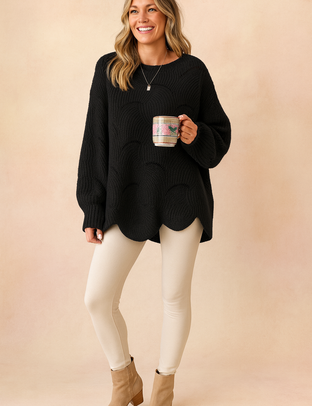 Oliwia | Oversized sweater with an openwork pattern 1