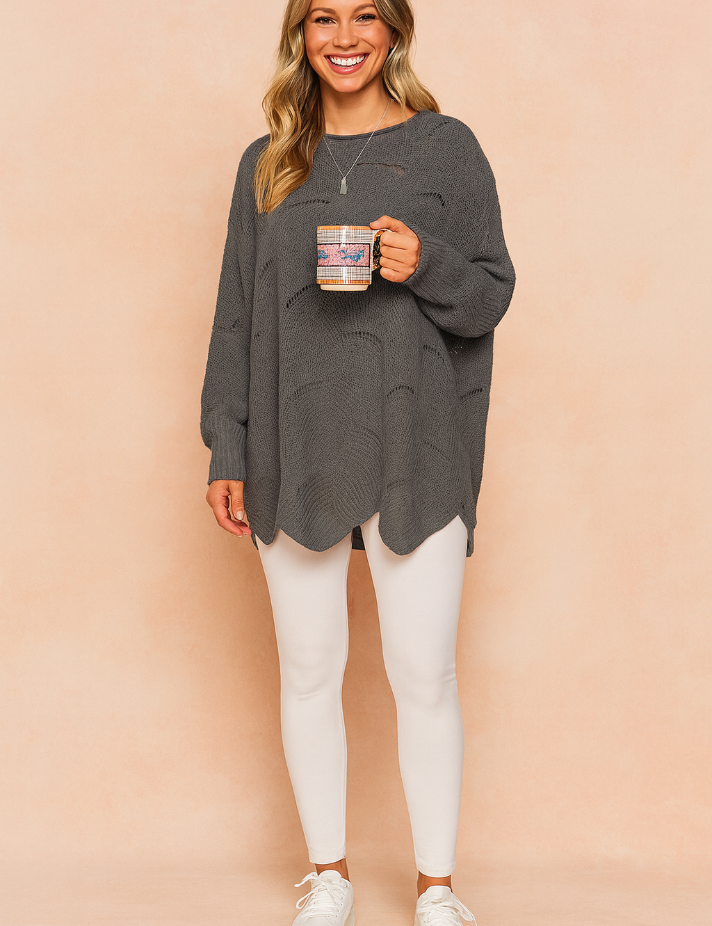 Oliwia | Oversized sweater with an openwork pattern 2