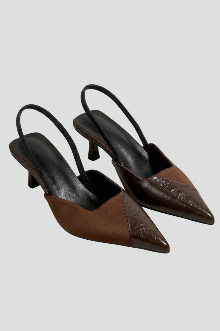 Orthopedic Women's Leather Sandals with Pointed Toe and Arch Support Kitten Heel 1