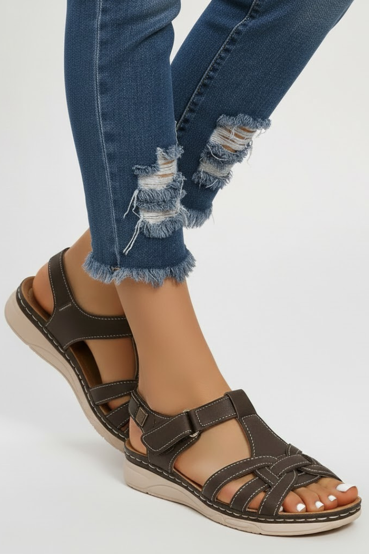 Orthopedic Women’s Retro Strap Sandals with Arch Support and Adjustable Buckle 2