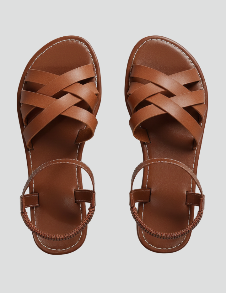 Orthopedic Women’s Sandals with Arch Support Crisscross Straps and Slip-On Ankle Band 1