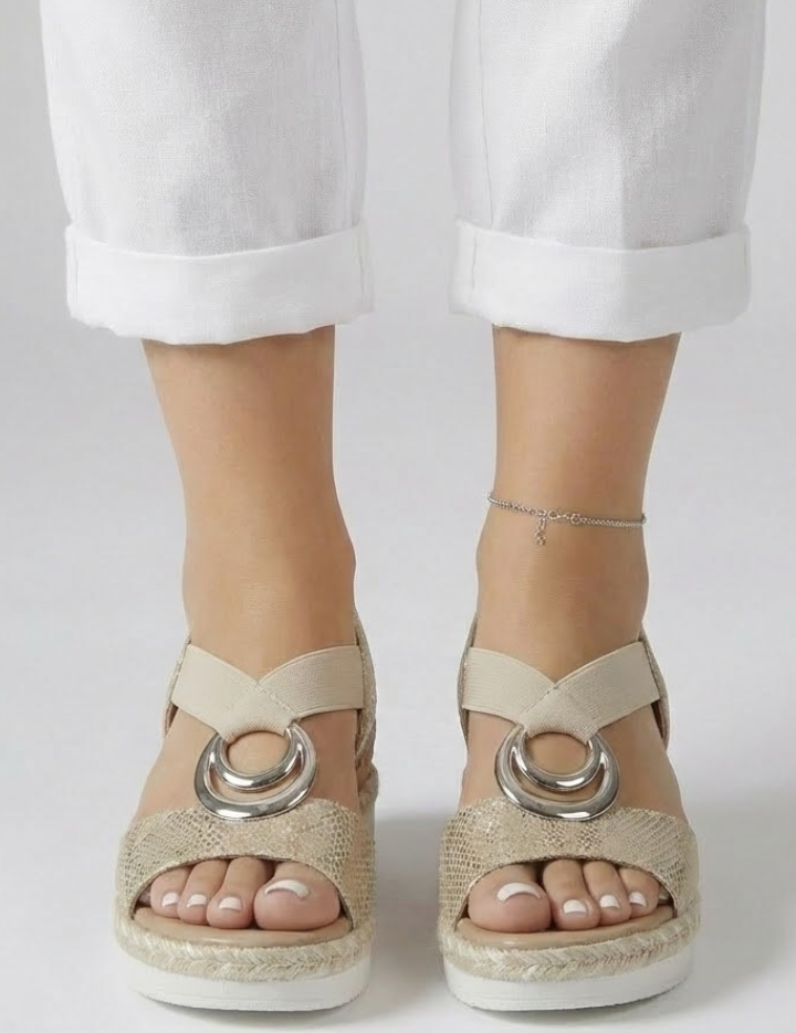 Orthopedic Women’s Sandals with Arch Support Open Toe and Metal Ring Straps 0