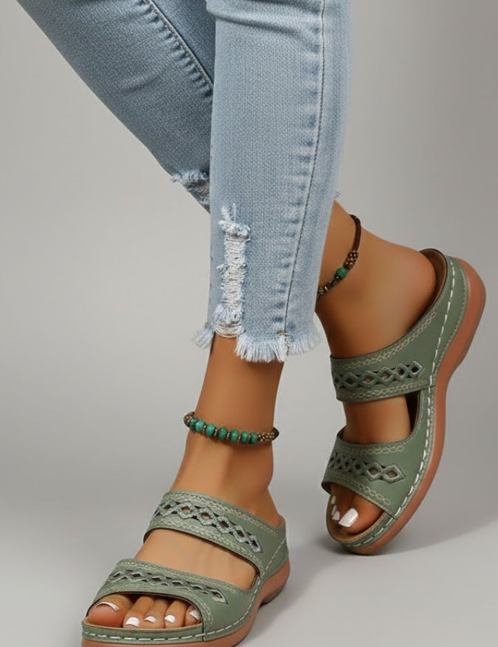 Orthopedic Women’s Slide Sandals with Arch Support and Dual Decorative Straps 6