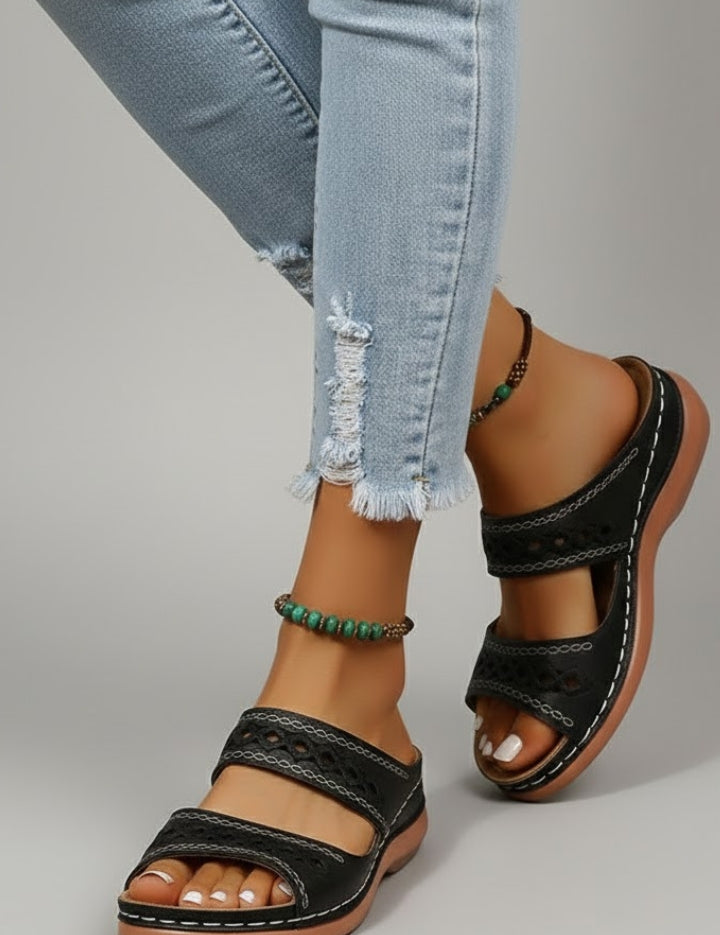 Orthopedic Women’s Slide Sandals with Arch Support and Dual Decorative Straps 8