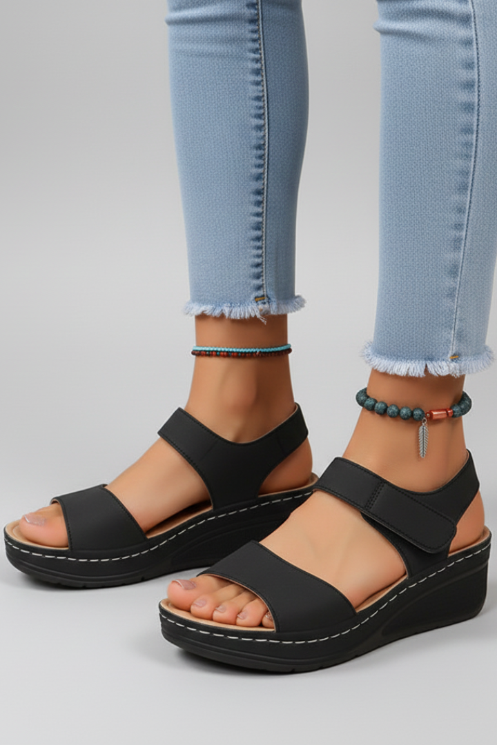 Orthopedic Women’s Wedge Sandals with Arch Support and Adjustable Hook-and-Loop Straps 2