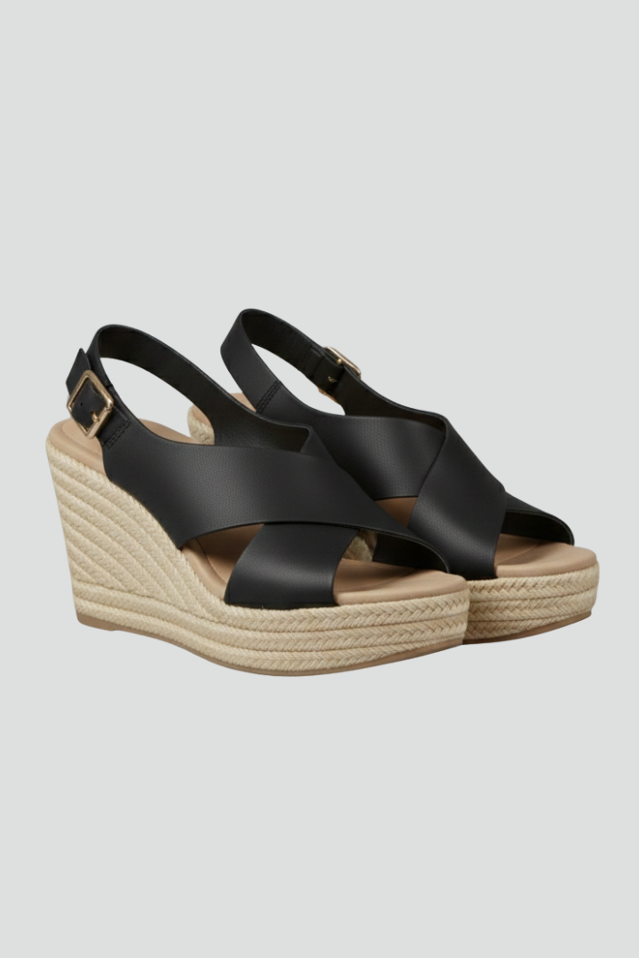 Orthopedic Women’s Wedge Sandals with Arch Support and Adjustable Slingback Buckle 1