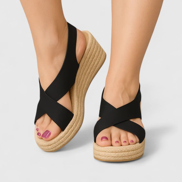 Orthopedic Women's Wedge Sandals with Arch Support and Cross-Over Straps for Summer 2