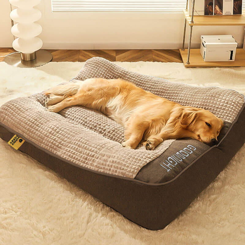 Orthopedic dog cushion bed – Large, thick dog bed with neck support and removable, washable cover 1