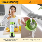Portable Mini Electric Juicer Blender with One-Touch Operation, Rechargeable, Easy to Clean, Compact for Travel, 12 oz Capacity 2